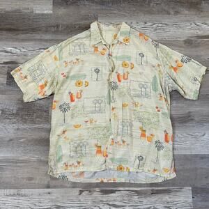 Vintage Hawaiian Shirt – Cocktail Print Rayon – Made in USA Aloha